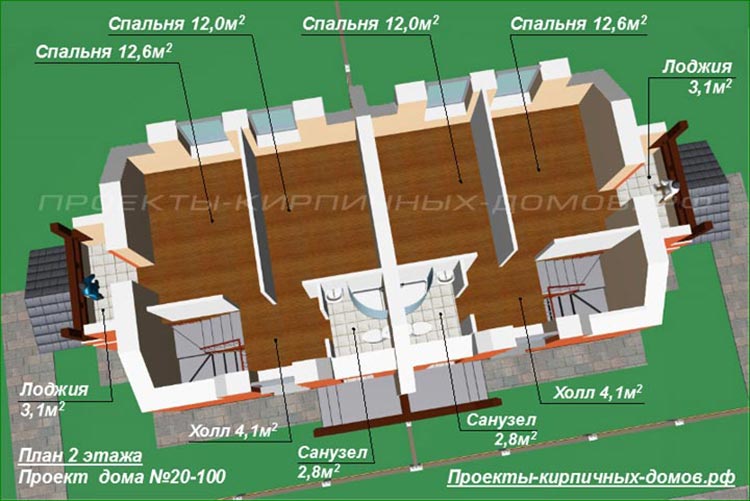 план 2 этажа дома на 2 хозяев